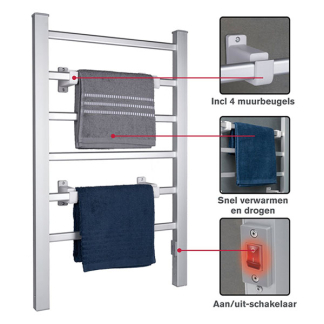 Dirt Devil Handdoekradiator | Dirt Devil | 100W (Aluminium, IP22, 6 stangen, Wand/staand) 871125204597 K170101510 - 4