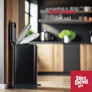 Dirt Devil Pedaalemmer | Dirt Devil | 12 liter (Gedempt deksel, RVS, Zwart) 871125249504 K170108264 - 4