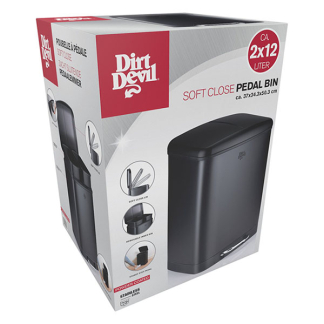 Dirt Devil Pedaalemmer | Dirt Devil | 24 liter (Duo, Gedempt deksel, RVS, Zwart) 871125249507 K170108262 - 6