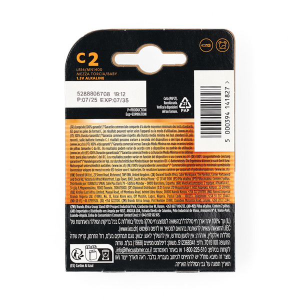 Duracell C LR14 batterij - Duracell - 2 stuks (Alkaline, 1.5 V) MN1400 K105005040 - 2