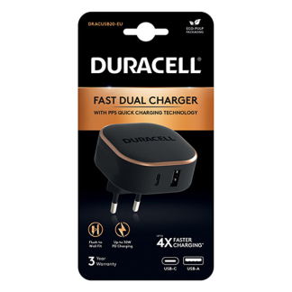 Duracell USB C snellader | Duracell (1x USB C, 1x USB A, 30W) DRACUSB20-EU K010221110 - 2