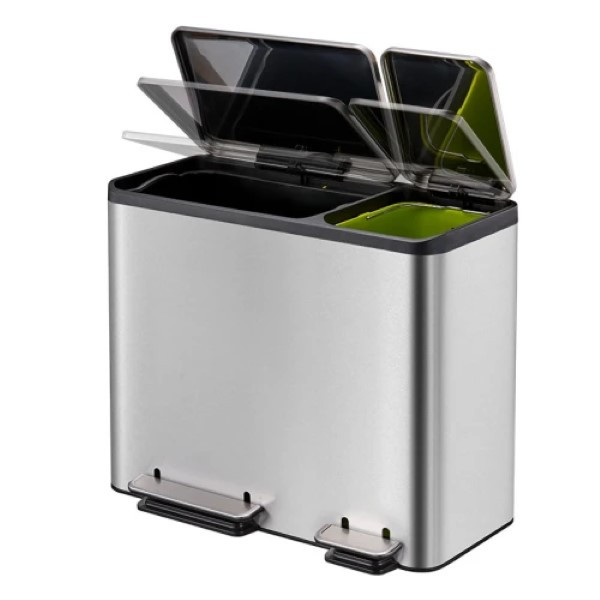 EKO Duo pedaalemmer - EKO - EcoCasa (30+15 liter, Mat RVS) 31718269 K170104573 - 2