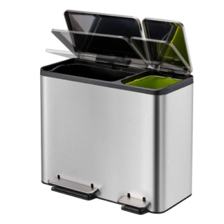EKO Duo pedaalemmer - EKO - EcoCasa (30+15 liter, Mat RVS) 31718269 K170104573 - 2