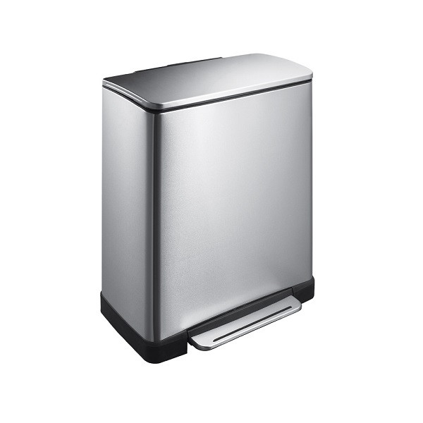EKO Duo prullenbak - EKO - E-Cube (28+18 liter, Mat RVS) 31650248 A170104577 - 1