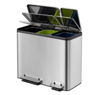EKO Trio pedaalemmer - EKO - EcoCase (15+15+15 liter, Mat RVS) 31718276 K170104574 - 2