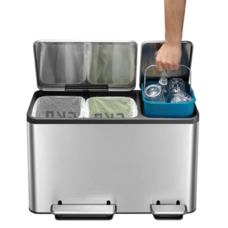 EKO Trio pedaalemmer - EKO - EcoCase (15+15+15 liter, Mat RVS) 31718276 K170104574 - 3