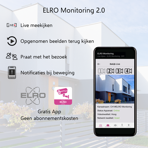 ELRO Beveiligingscamera wifi | ELRO (Full HD, Camera + 7” Scherm, Bewegingsdetectie, Nachtzicht, Binnen/Buiten) CZ40RIPS K170406247 - 4