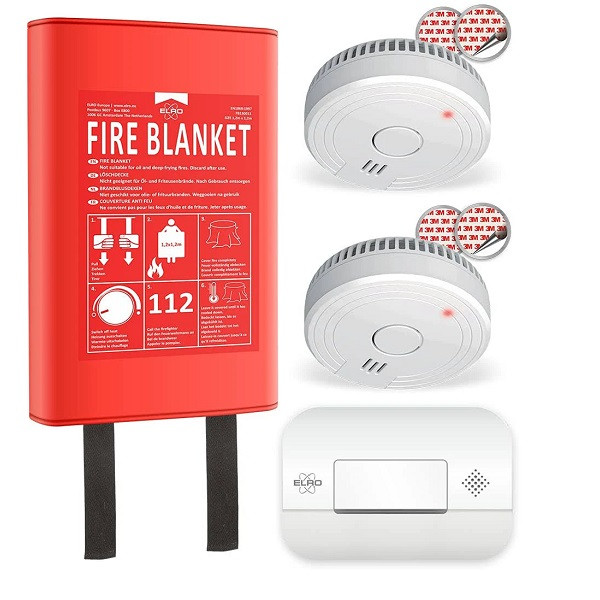 ELRO Brandpreventieset | ELRO (2x Rookmelder, Koolmonoxidemelder en Blusdeken) FF0404 K170501265 - 1