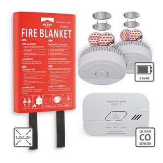 ELRO Brandpreventieset | ELRO (2x Rookmelder, Koolmonoxidemelder en Blusdeken) FF0404 K170501265 - 2