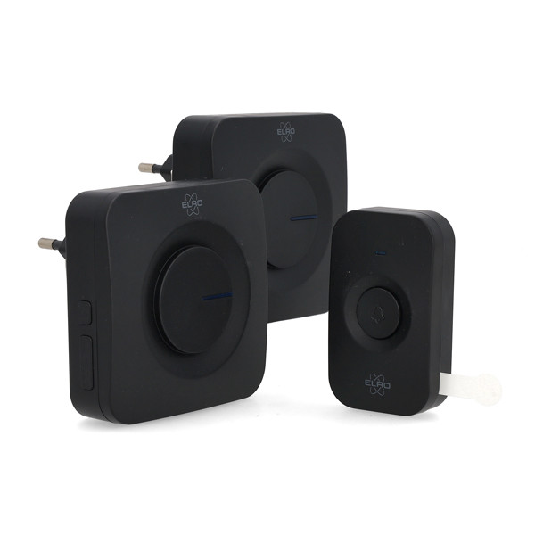 ELRO Plug-in deurbel | ELRO (Draadloos, 300 meter, 110 dB, ledindicator, 2 ontvangers, Zwart) DB3000PL-P1C2B K170113568 - 1