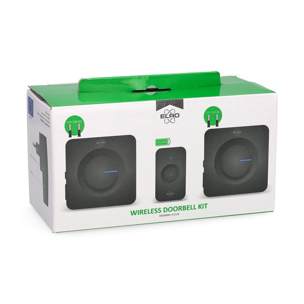 ELRO Plug-in deurbel | ELRO (Draadloos, 300 meter, 110 dB, ledindicator, 2 ontvangers, Zwart) DB3000PL-P1C2B K170113568 - 4