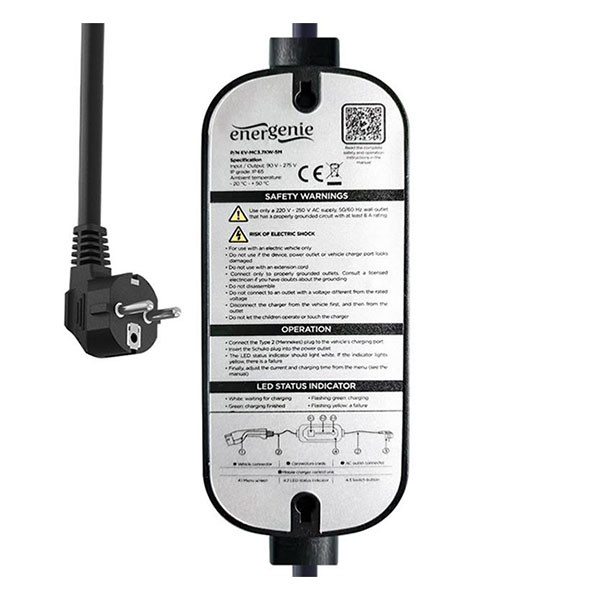 Energenie Mobiele lader auto | Type 2 | Energenie |10 meter (3.7 kW, Schuko, LCD-scherm, IP65) EV-MC3.7KW-10M K120510150 - 3