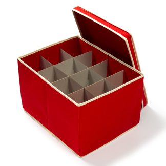 Everlands Kerstballen opbergbox | Everlands | 30.5 x 39 x 25 cm (Rood, Opvouwbaar) 685211 K151000748