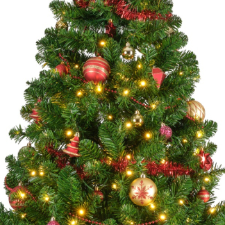 Everlands Kerstboom set | 1.5 meter (170 LEDs, Piek, Slingers, Kerstballen, Binnen, Rood/Goud) 687021 K150302963 - 