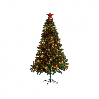 Everlands Kerstboom set | 1.5 meter (170 LEDs, Piek, Slingers, Kerstballen, Binnen, Rood/Goud) 687021 K150302963 - 
