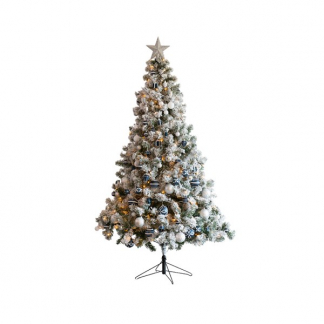 Everlands Kerstboom set | 1.5 meter (170 leds, Besneeuwd, Piek, Slingers, Kerstballen, Binnen, Wit/Zilver/Blauw) 687029 K150302969 - 1