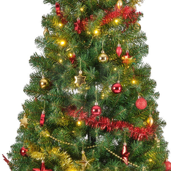 Everlands Kerstboom set | 1.8 meter (140 leds, Slingers, Kerstballen, Binnen, Rood/Goud) 670222 K150304021 - 