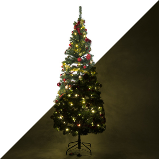 Everlands Kerstboom set | 1.8 meter (140 leds, Slingers, Kerstballen, Binnen, Rood/Goud) 670222 K150304021 - 1