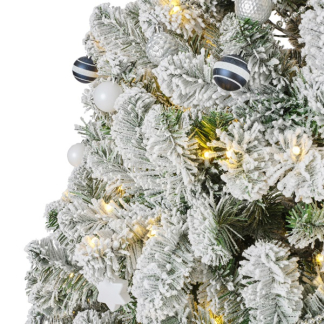 Everlands Kerstboom set | 1.8 meter (260 LEDs, Besneeuwd, Piek, Slingers, Kerstballen, Binnen, Wit/Zilver/Blauw) 687026 K150302970 - 
