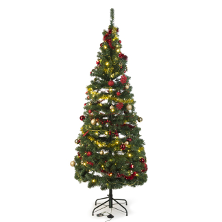 Everlands Kerstboom set | 2.1 meter (180 leds, Slingers, Kerstballen, Binnen, Rood/Goud) 670223 K150304022 - 
