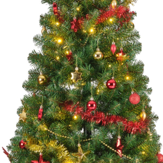 Everlands Kerstboom set | 2.1 meter (180 leds, Slingers, Kerstballen, Binnen, Rood/Goud) 670223 K150304022 - 