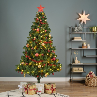 Everlands Kerstboom set | 2.1 meter (380 LEDs, Piek, Slingers, Kerstballen, Binnen, Rood/Goud) 687023 K150302965 - 