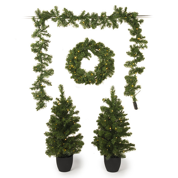 Everlands Kerstdecoratie set | Everlands (Led, Krans, Guirlande, 2x Kunstboom, Timer, Buiten) 680371 K150302958 - 1