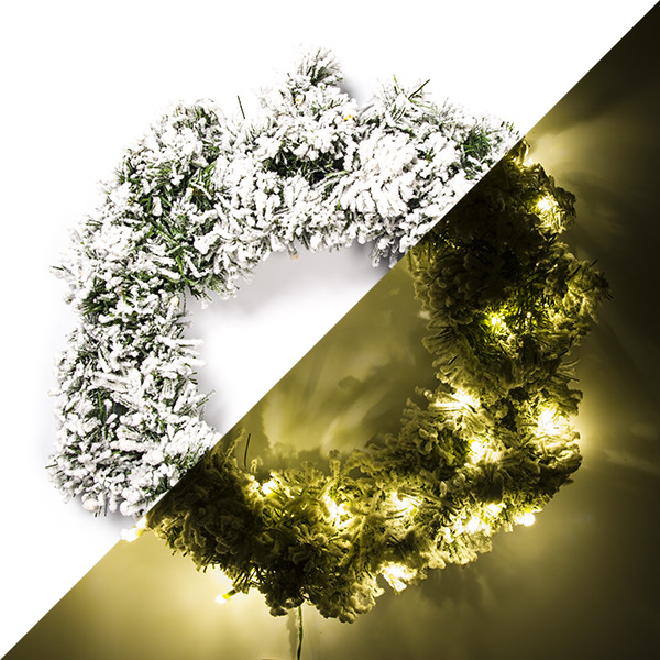 Everlands Kerstkrans | Everlands | Ø 50 cm (40 leds, Besneeuwd, Timer, Batterijen, Binnen) 680475 K151000155 - 1