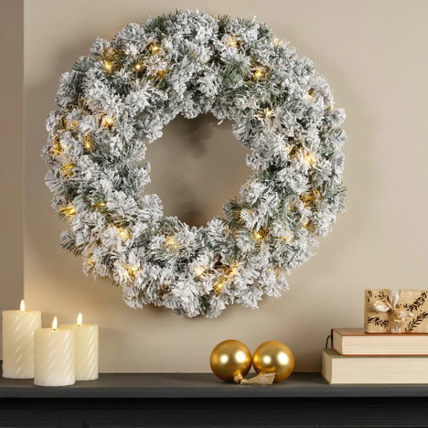 Everlands Kerstkrans | Everlands | Ø 60 cm (50 leds, Besneeuwd, Timer, Batterijen, Binnen) 680476 K151000156 - 3