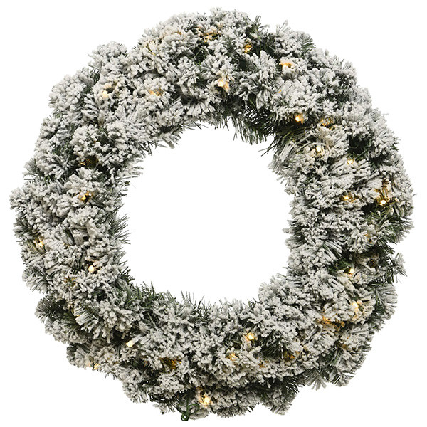 Everlands Kerstkrans | Everlands | Ø 60 cm (50 leds, Besneeuwd, Timer, Batterijen, Binnen) 680476 K151000156 - 1