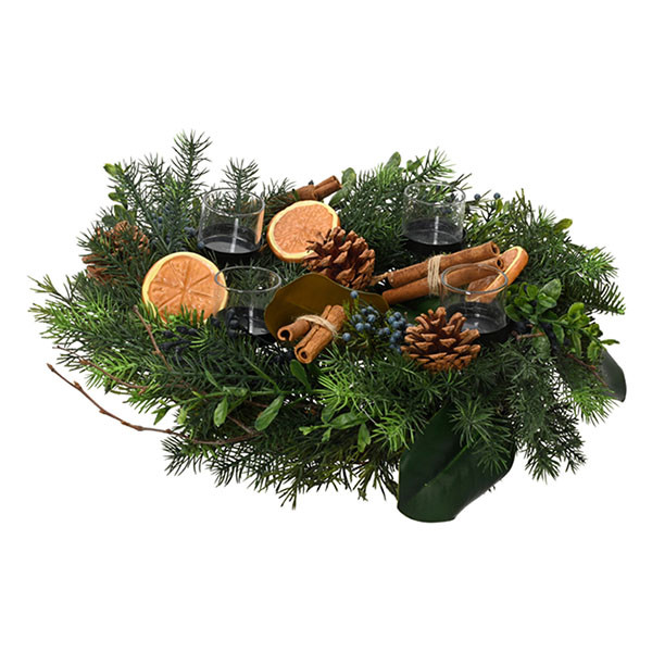 Everlands Kerststuk | Everlands | Ø 40 cm (Kaarsenhouder, Kaneel, Rond) 687409 K151001909 - 1