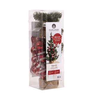 Everlands Kunstkerstboom met versiering | 60 centimeter (10 hangers, Binnen, Groen/Rood/Wit) 683329 K150302959 - 8