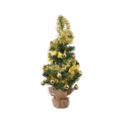 Kunstkerstboom met versiering | 60 centimeter (20 leds, Timer, Goud, Binnen)