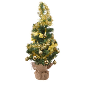 Everlands Kunstkerstboom met versiering | 60 centimeter (20 leds, Timer, Goud, Binnen) 680384 K151000146 - 2