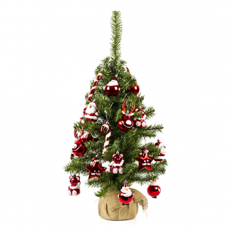 Everlands Kunstkerstboom met versiering | 75 centimeter (20 hangers, Binnen, Groen/Rood/Wit) 683330 K150302960 - 1