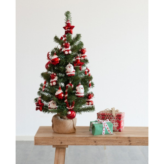 Everlands Kunstkerstboom met versiering | 75 centimeter (20 hangers, Binnen, Groen/Rood/Wit) 683330 K150302960 - 