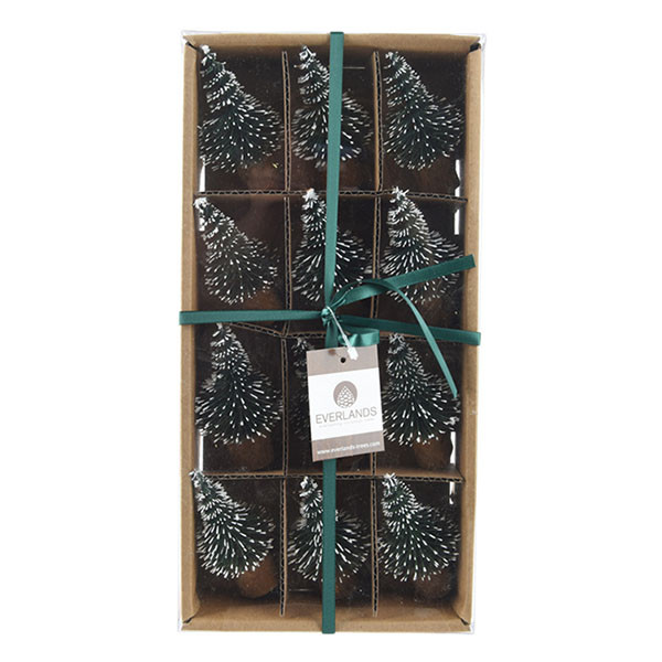 Everlands Mini kerstboom | Everlands | 8 cm | 12 stuks (Besneeuwd) 687642 K151001910 - 2