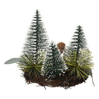Everlands Waxinelichthouder kerst | Decoris | Ø 12 cm (1 waxinelichtje, PVC, Groen) 687655 K151001917