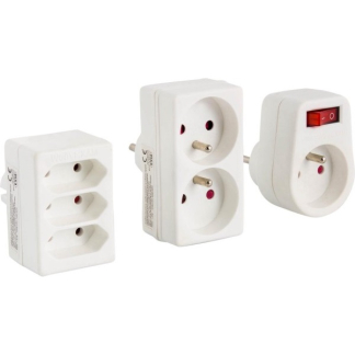 Exin Penaarde verloopstekker | Exin | Drie stuks (Set, Schakelaar, Wit) 54.403.71 K150305416 - 1