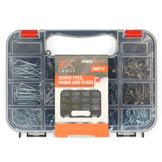 FX Tools Assortimentsdoos met schroeven | Fx Tools | 390 delig (Pluggen, Schroeven, Oogschroeven en Hoekhaken) CR1001430 K170105435 - 2