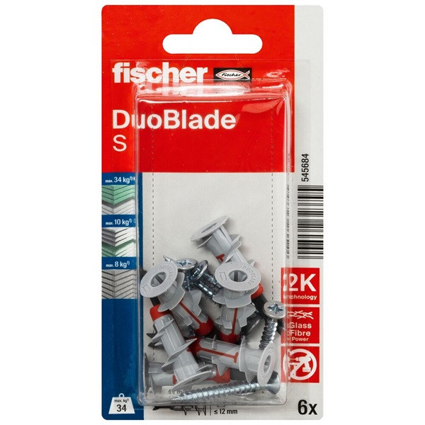 Fischer Gipsplaatplug met schroef | Fischer DuoBlade | 6 stuks (Kruiskop Pozidriv) 545684 K100702746 - 1