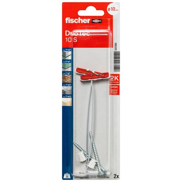 Fischer Hollewandplug met schroef | Fischer DuoTec | 2 stuks (10, PZ2) 537263 K100702752 - 1