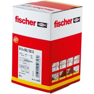 Fischer Slagplug met schroef | Fischer | 50 stuks (8x60/20, PZ3) 50356 K100702756 - 