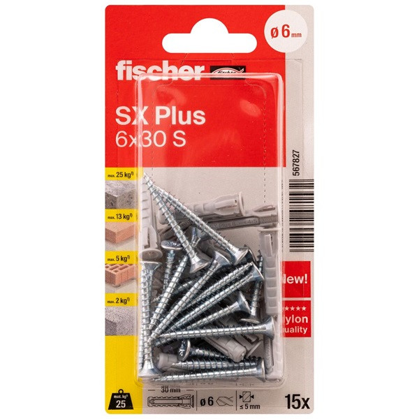 Fischer Spreidplug met schroef | Fischer | 15 stuks (6x30, PZ2) 567827 K100702766 - 1