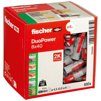 Fischer Universele plug | Fischer DuoPower | 100 stuks (8x40) 535455 K100702723 - 