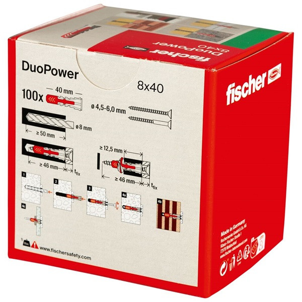Fischer Universele plug | Fischer DuoPower | 100 stuks (8x40) 535455 K100702723 - 3