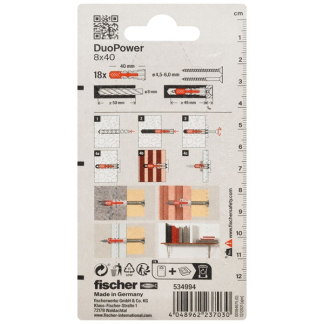 Fischer Universele plug | Fischer DuoPower | 18 stuks (8x40) 534994 K100702732 - 