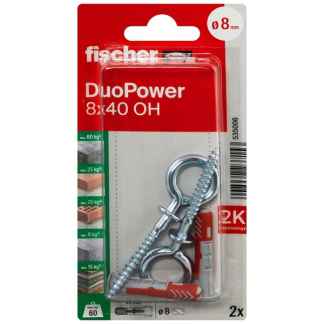 Fischer Universele plug met ooghaak | Fischer DuoPower | 2 stuks (8x40) 535006 K100702742 - 