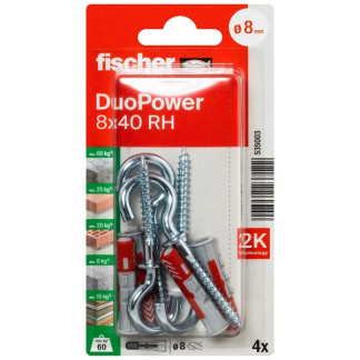 Fischer Universele plug met ronde haak | Fischer DuoPower | 4 stuks (8x40) 535003 K100702740 - 