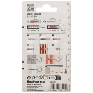 Fischer Universele plug met ronde haak | Fischer DuoPower | 4 stuks (8x40) 535003 K100702740 - 